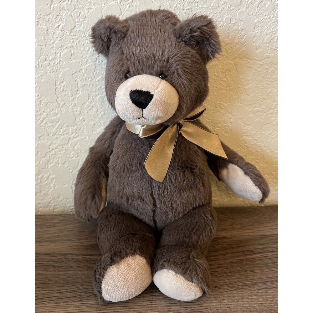Vintage Ganz Casey Stuffed Animal Brown Teddy Bear Ribbon Bow  H12192